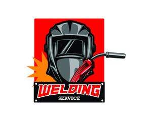 welding helmet with welding torch logo