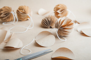 DIY Scandinavian Nordic Craft Paper Christmas Balls. Eco friendly New Year from handmade decor...