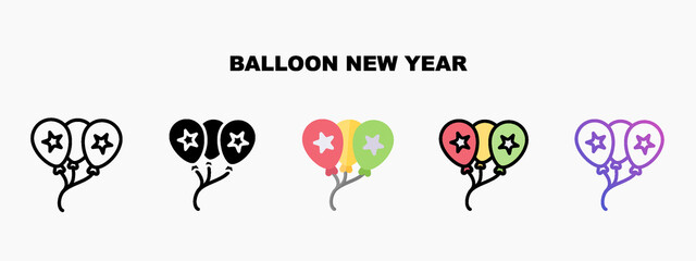 Balloon new year icon designed in outline flat glyph filled line and gradient. Perfect for website mobile app presentation and any other projects. Enjoy this icon for your project.