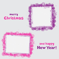 Christmas square rectangle snow winter photo frames