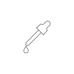 Pipette dropper icon with a drop. Transparent vector  illustrations in outline and line style on white background.