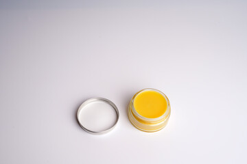 Glass container set of yogurt or dessert or white sour cream isolated on white background