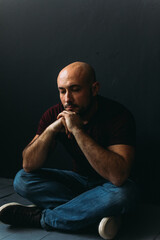 young man, business, speaker, businessman, studio portrait on black background.