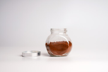 Photo of Turkish coffee and  in a glass jar 