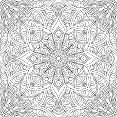 Vector coloring. Geometric floral pattern. Contour drawing on a white background.