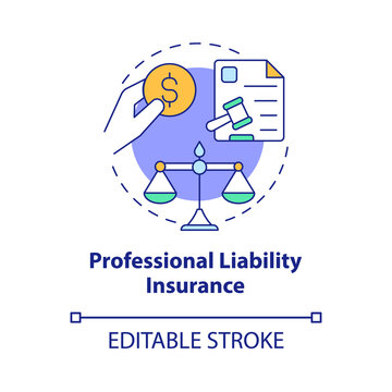 Professional liability insurance concept icon. Corporate insurance abstract idea thin line illustration. Isolated outline drawing. Editable stroke. Roboto-Medium, Myriad Pro-Bold fonts used