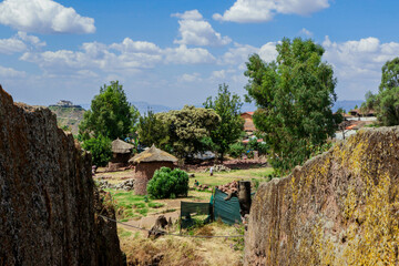 Daily life of poor people in African small town, Lalibela, Ethiopia