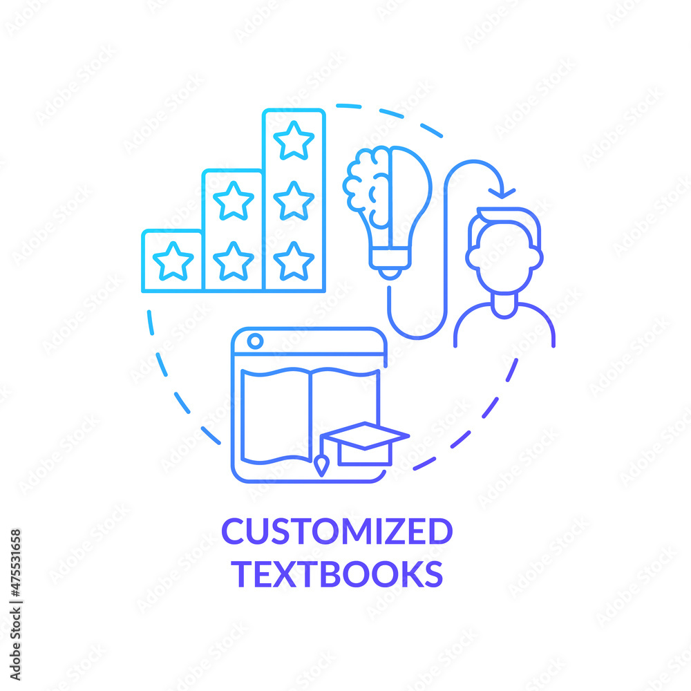 Poster customized textbooks blue gradient concept icon. automated education abstract idea thin line illustr
