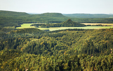 Fototapeta na wymiar Bohemian Switzerland - Elbe Sandstone Mountains near Hrensko. Bohemia. Czech Republic