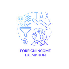 Foreign income exemption blue gradient concept icon. Starting business in Singapore abstract idea thin line illustration. Isolated outline drawing. Roboto-Medium, Myriad Pro-Bold fonts used