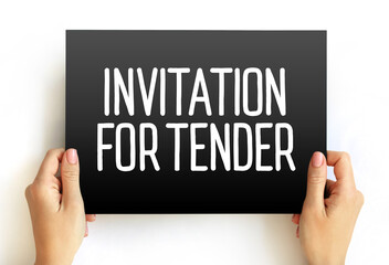 INVITATION FOR TENDER text on card, concept background