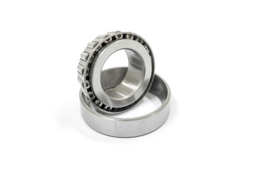 Modify taper bearing on a white background, Motorcycle taper bearing close-up, Motorcycle modify.