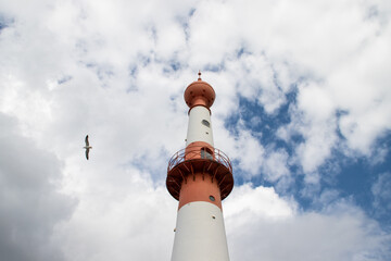 Lighthouse sky and seagull Bremerhaven