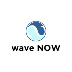 wave blue in circle abstract logo design