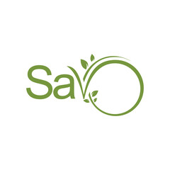 leaf with circle and letter v eco friendly logo