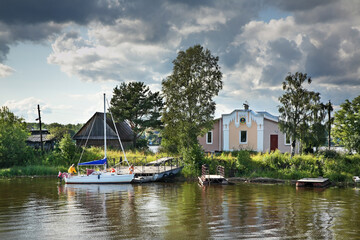 New Ladoga canal at Shlisselburg. Leningrad oblast. Russia