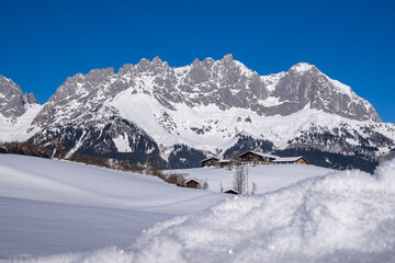 Fototapeta na wymiar Idyllic winter landscape in Kitzbuehel, Tyrol, Austria