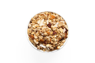 Granola in a bowl from above