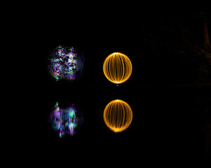 Abstract freeze light with its reflection - insubstantial nature background