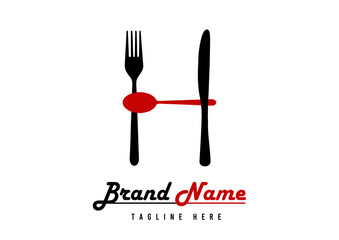 Letter H food logo design template