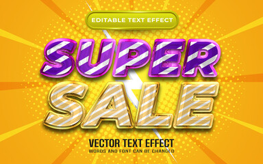 Fototapeta na wymiar Super sale editable text effect comic style