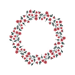 Hand-drawn wreath with white background. Cute and childish design for fabric, textile, wallpaper, bedding, swaddles or gender-neutral apparel.