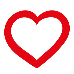 Outline vector illustration of One beautiful bright red heart isolated on a white background