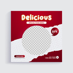 Delicious food menu social media banner template