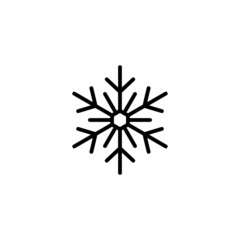 Snowflake icon. New Year and Christmas attribute. Weather element. The symbol of cold, snow, winter and frost. Isolated abstract raster illustration.
