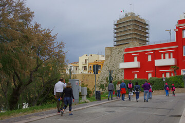 Termoli - Molise -   Tourists walking and going towards the city center
