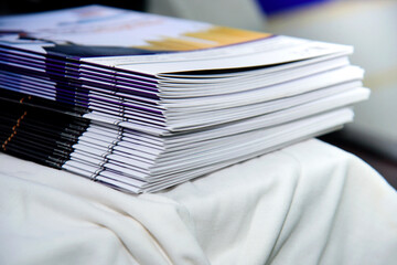 Stack of books in office