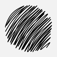 Vector hand drawn black marker sketch round sphere doodle isolated on white background