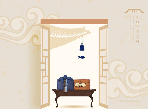 Korean new year background with traditional pattern.
