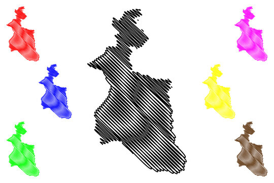 Longleng district (Nagaland State, Republic of India) map vector illustration, scribble sketch Longleng map