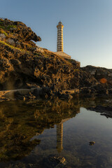 faro di Ustica in Sicilia al tramonto