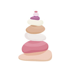A pyramid of stones. Pebbles of different colors. Vector illustration on a white background.