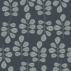 Hand drawn vector seamless pattern with Scandinavian style cute branches