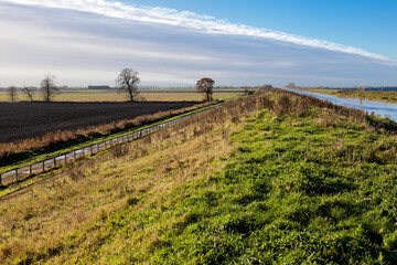 Canal nearly overflowing after heavy rain near Ely