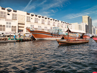 traditional wooden abra boats