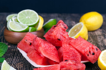 fresh red watermelon cut into pieces