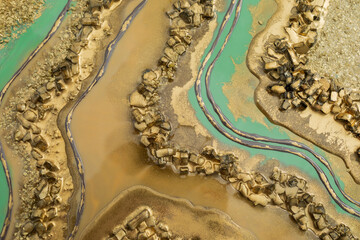 Obraz premium Resin art texture with golden color and glass.