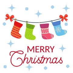 Christmas stockings, greeting card. Christmas card