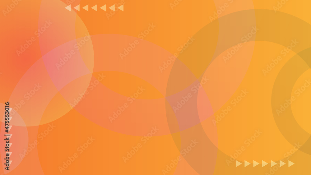 Poster abstract gradient orange background with circular shapes and arrows. vector stock illustration.