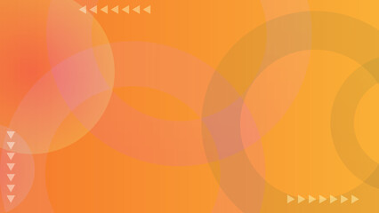 Abstract gradient orange background with circular shapes and arrows. Vector stock illustration.