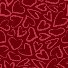Hand drawn heart seamless pattern. Valentine day background. Vector illustration.