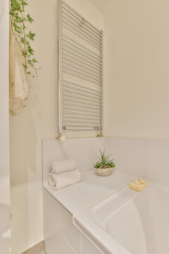 Bathroom interior with bathtub