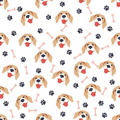 Obraz na płótnie Canvas Seamless patterns with cute cartoon dogs muzzles. Dalmatian, Terrier, Bulldog