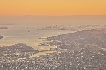 San Francisco Landscape in the Evening from Mt Tamalpais