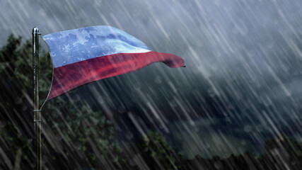 Fototapeta premium flag of Poland with rain and dark clouds, wind and storm forecast symbol - nature 3D rendering