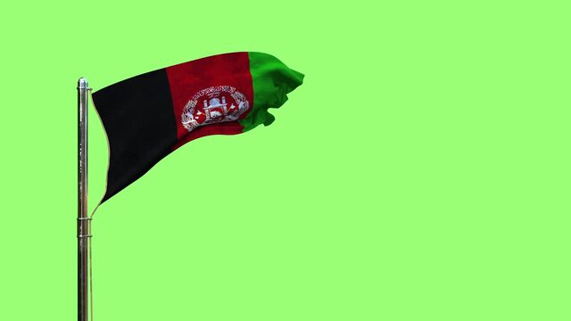 waving flag of Afghanistan for state holiday on green screen, isolated